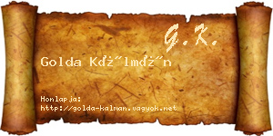 Golda Kálmán névjegykártya